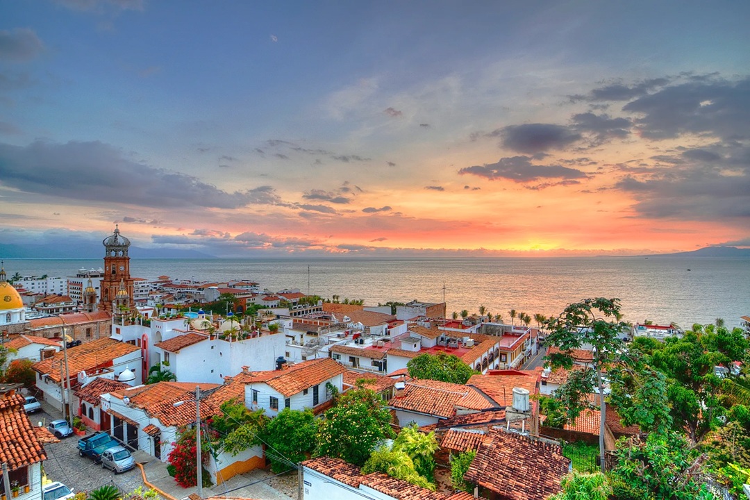Sunset over Puerto Vallarta's old town